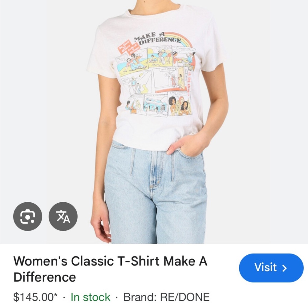 Re/Done Make a Difference Graphic Comic Print T-Shirt - Picture 2 of 3